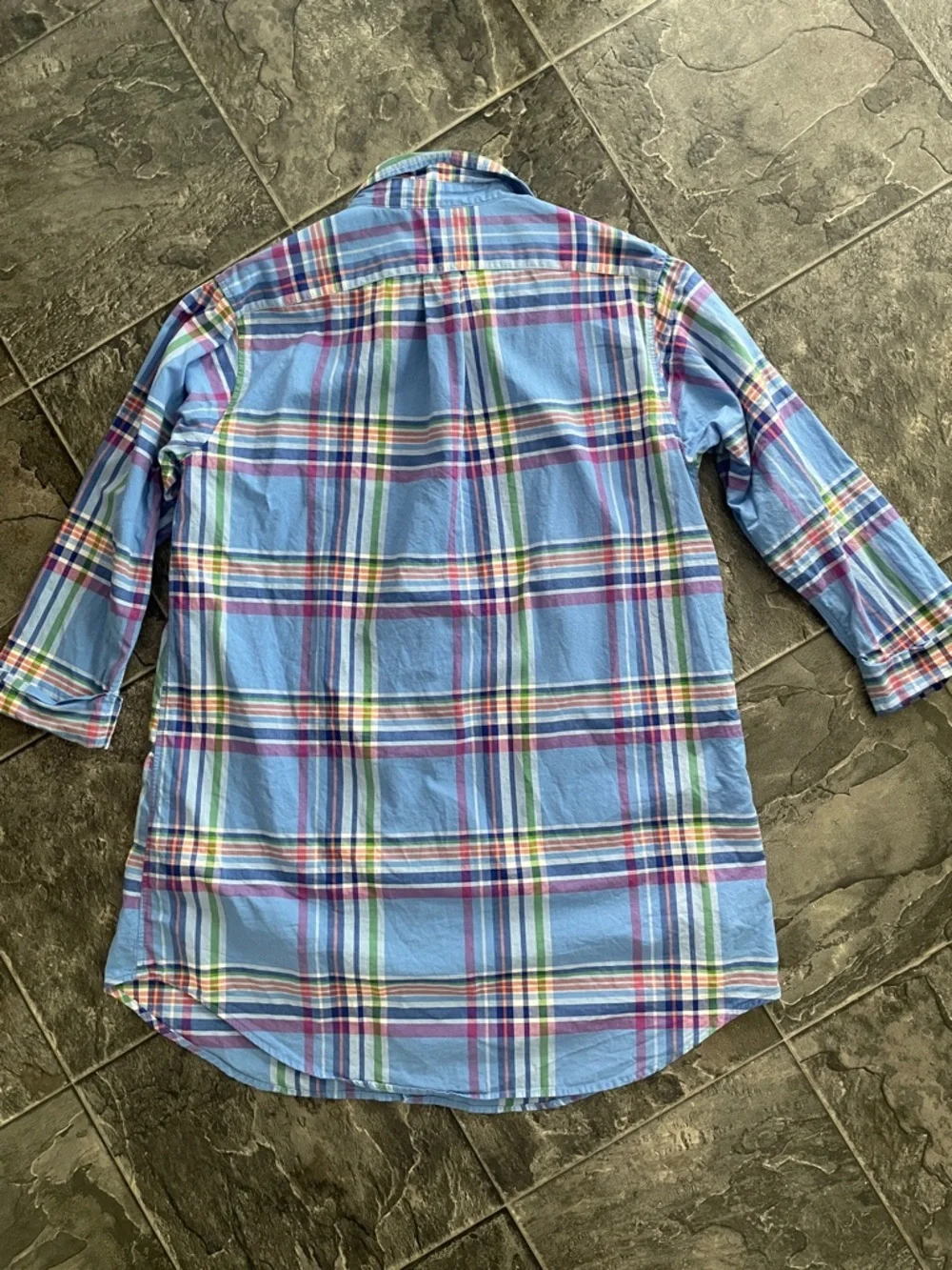 RALPH LAUREN Women’s Preppy Lightweight 3/4 Sleeve Long Plaid Button-Down Shirt - Picture 6 of 11